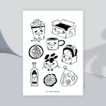 Foodie faces - A4 Print
