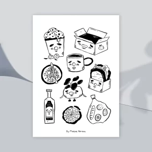 Foodie faces - A4 Print