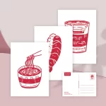 Nom nom postcard set (3 pcs)