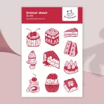 Kawaii desserts sticker sheet for journaling