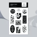 Botanical dreams sticker sheet - Black & white floral stickers