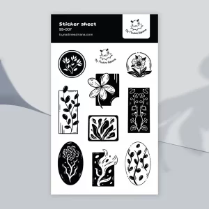 Botanical dreams sticker sheet - Black & white floral stickers