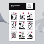Kawaii funny birds sticker sheet for bullet journaling