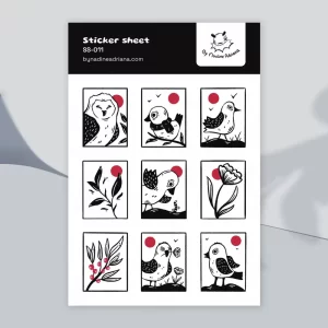 Kawaii funny birds sticker sheet for bullet journaling