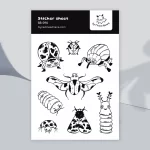 Kawaii grumpy insects sticker sheet for agenda & notebook