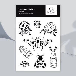 Kawaii grumpy insects sticker sheet for agenda & notebook