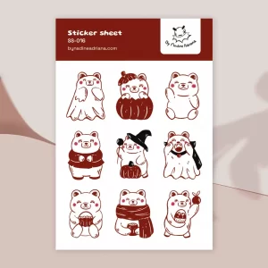 Kawaii halloween bears sticker sheet for planner & journal