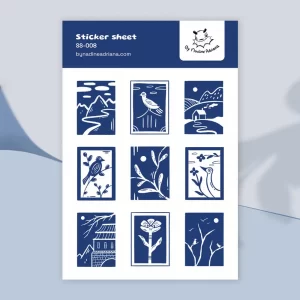 Serene nature landscape sticker sheet - Blue birds & sky