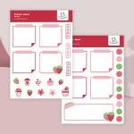 Kawaii strawberry sticker sheet set for bullet journal & planner