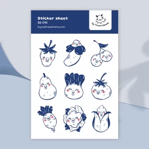 Kawaii vegetables & fruit sticker sheet for journaling