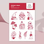 Kawaii witchy sticker sheet with tarot, bird, books & mushrooms