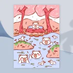Cute capybara hot spring A4 print