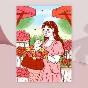Flower market A6 print