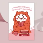 Professional blanket burrito cat art print