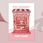 The hungry cat club cat art print