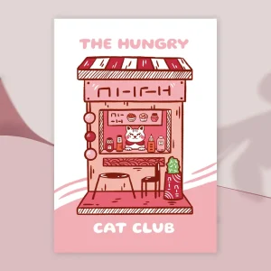 The hungry cat club cat art print