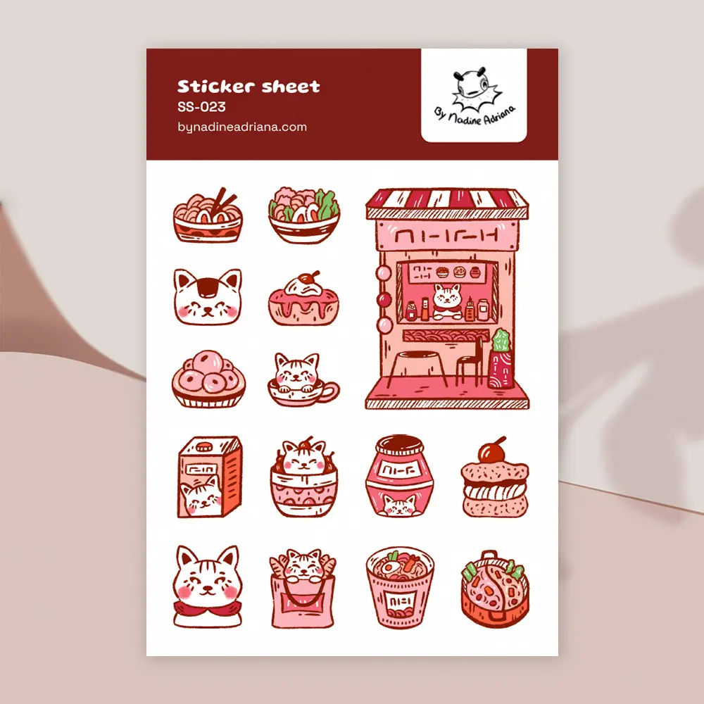 Kawaii cozy cat café stickers for decorating or journaling
